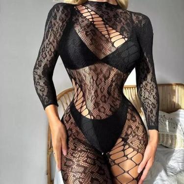 Imagem de Body Transparentes Lingerie Babydol Preto Vermelho ElaShopp, Preto