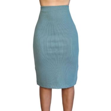 Imagem de Saia Midi Lápis Social Canelada Cintura Alta Executiva - Yootime, P, C