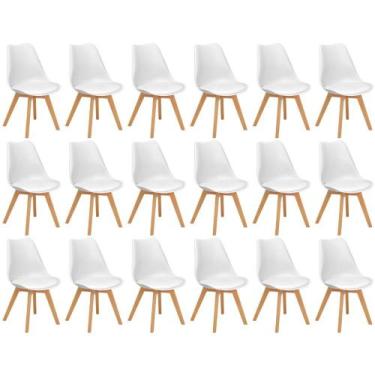 Imagem de Conjunto 18 Cadeiras de Jantar Eames Wood Leda Design Estofada - Branc