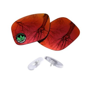 Imagem de Raydi Lentes de reposição de policarbonato e protetores de nariz para óculos de sol quadrados RayBan RB3483 60 mm - Espelho vermelho fogo - Polarizado