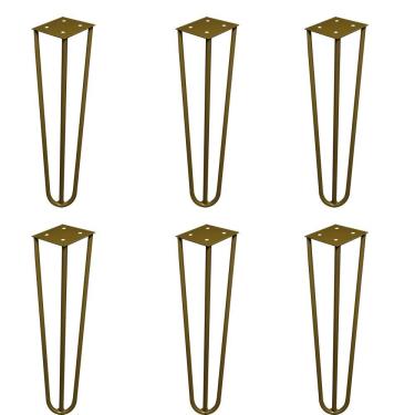 Imagem de Kit 6 Pés De Metal 25 Cm Hairpin Legs Rack E Puffs Dourado