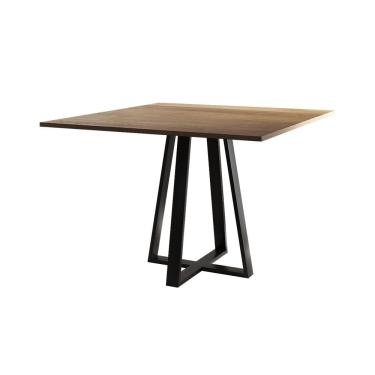 Imagem de Mesa De Jantar Mônaco 110cm Tampo Imbuia Pés Preto - Cor: Marrom