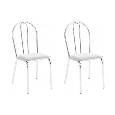 Imagem de Kit 2 Cadeiras Lisboa Cromada Para Cozinha Ou área Gourmet-assento Sintético Branco