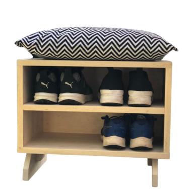 Imagem de Sapateira Puff Chevron Preto E Branco