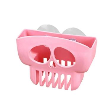 Imagem de Porta Bucha E Esponja Skull Caveira Com Ventosa Rosa