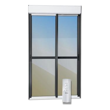 Imagem de Porta De Correr Com Persiana Integrada Correr Com Motor E Controle Remoto 2 Folhas Móveis 230 X 180 Mix Preto