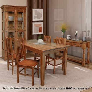 Imagem de Mesa De Jantar Bh Retangular 2,00m Com 8 Cadeiras De Jantar Bh Em Madeira Maciça - Natural - Bege