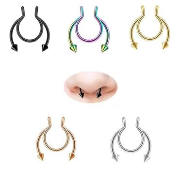 Imagem de Piercing Fake Septo Nasal Nariz Falso - Modelo 07 (01 Dourado)