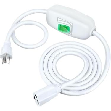 Imagem de Yugiimen Cabo De Extensão Alta Resistência Com 2 Metros Comprimento E Interruptor Luz Led Liga/Desliga, 10 A 125 V 1250 W Sjtw 18 Awg Ca, Para Uso Interno, Certificado Pela Ul