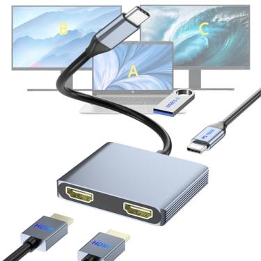 Imagem de Closs Adaptador Usb C Para Hdmi Duplo, Divisor Monitores Com Suporte 2 Dispositivos De Exibição Estendida Hd, Apenas Macos Espelha A Mesma Tela (Sst), Windows Estende Duas Telas Diferentes