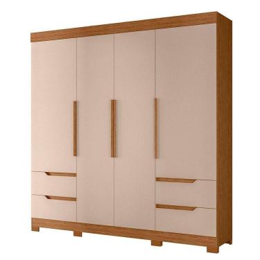 Imagem de Guarda Roupa Vivacce Casal 4 Portas Albatroz Jatobá/fendi Metallic
