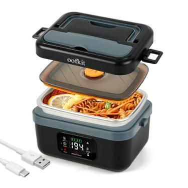 Imagem de oofkit Lancheira elétrica para adultos (homens e mulheres), lancheira aquecida alimentada por bateria com porta de carregamento USB, autoaquecimento sem núcleo, aquecedor de alimentos portátil para