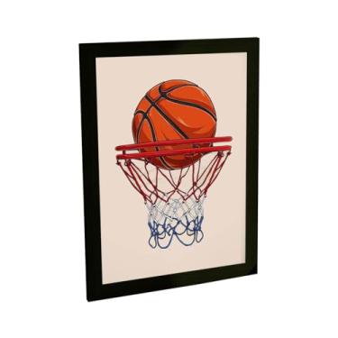 Imagem de Quadro Decorativo Basquete Ilustração Cesta Desenho Decoração Poster Quarto Sala