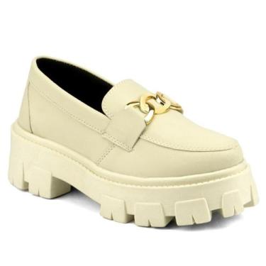 Imagem de Mocassim Feminino Tratorado Oxford Casual Blogueira - RM, Marfim, 36