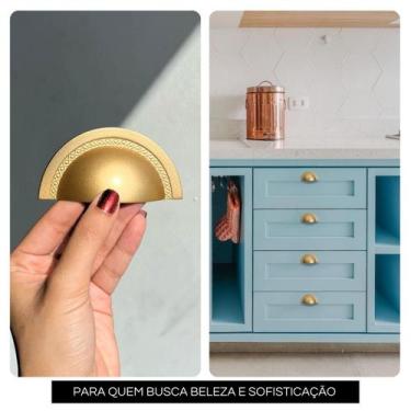 Imagem de Kit 8 Puxador de Gavetas, Móveis Modelo Concha Dourado Fosco - Compras