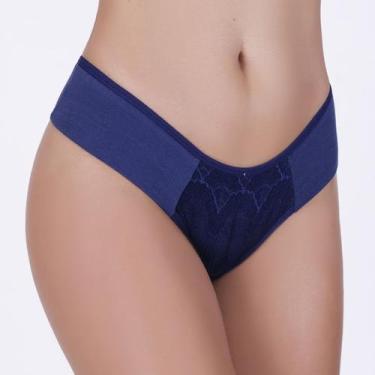 Imagem de Tanga Dupla Renda Marinho em Algodão Egípcio - Ahavá Store, GG, Azul, 