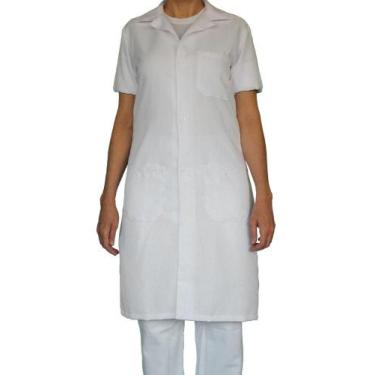 Imagem de Jaleco Feminino Oxford Branco Manga Curta 3 Bolsos - Borges, M