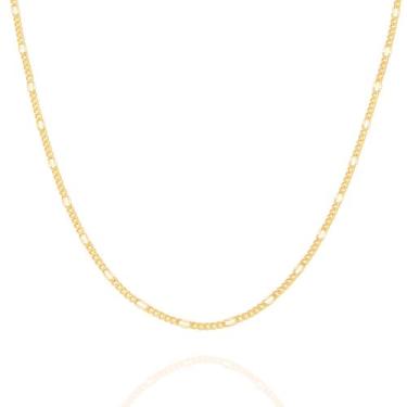 Imagem de Cordão folheado a ouro elo alternado e batido Cód. 530072 - Rommanel