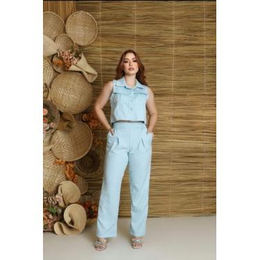 Imagem de Conjunto feminino alfaiataria calça e blusa croppd - Infinity 