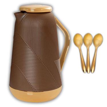 Imagem de Garrafa Termica 1 Litro Marrom Bari Plus Colher Chá Termopro