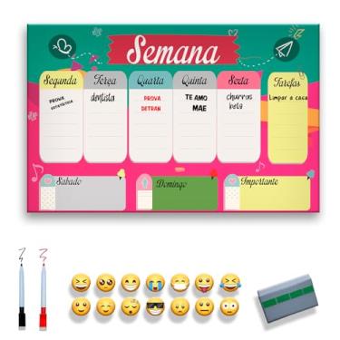 Imagem de Quadro Lousa Planejador Mensal/Planejamento Semanal/Planner/Planner Parede 40x60 Metal - Quadro Branco 2 canetas e 12 imãs (COLORIDO, 45x70)