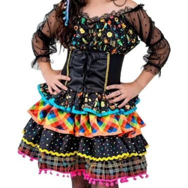 Imagem de Vestido Festa Junina Infantil Caipirinha Balão Colorido - Anjo Fantasi