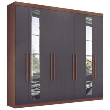 Imagem de Guarda Roupa Casal Com Espelho 8 Portas Paris Jatobá Grafite - CASA H