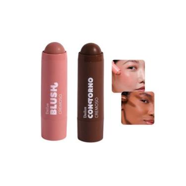 Imagem de Kit Blush e Contorno Dailus Cremoso Em Stick Vegano, Kit Pêssego + Cac