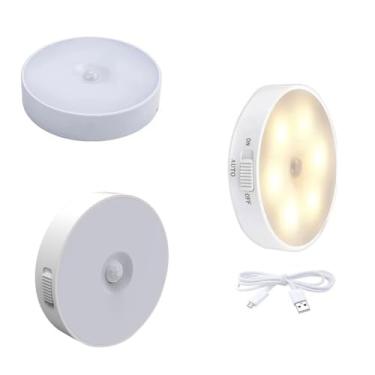 Imagem de Luminária Recarregável 8 LEDs Sensor De Movimento Luz Automática Armário Corredor Quarto Escada Instalação com Ímã Adesivo