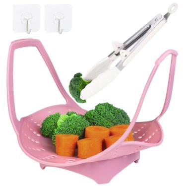Imagem de Conjunto de cesta de silicone premium e pinças para alimentos – grau alimentício, resistente ao calor, ajuste universal para panelas/panelas + 2 ganchos