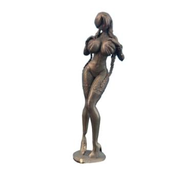 Imagem de Biquíni em pé de latão preto em miniatura feminina, estatuetas de escultura feminina semi-nua de metal, arte corporal, pesos de papel, ornamentos, decoração de carro