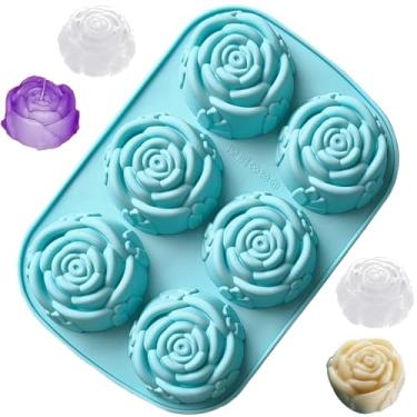 Imagem de Bandeja de cubo de gelo rosa, molde de silicone em forma de flor de 6 cavidades, molde de cubo de gelo de fácil liberação de uísque, coquetéis gelados, suco, doce, cupcake, formas de chocolate