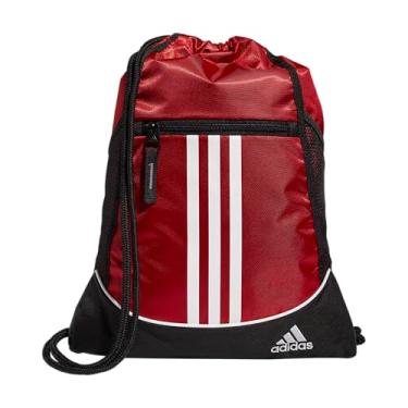 Imagem de adidas Mochila unissex Alliance (12 l) leve atlética pequena com cordão e esportes em equipe, Team Power Vermelho, One Size, Mochila Alliance, mochila com cordão, bolsa de ginástica pequena leve para