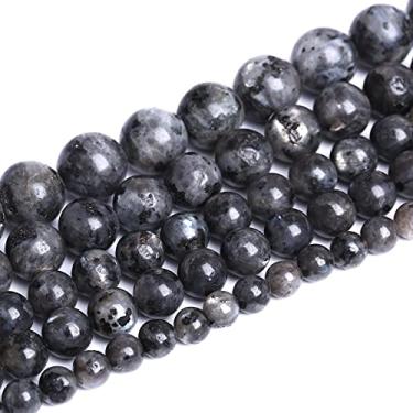 Imagem de Contas de pedra labradorita preta natural redondas de larvikite para fazer joias, pulseira DIY 10 mm, 36 peças, fio de 38 cm atacado (contas de larvikite labradorita preta, 10 mm)