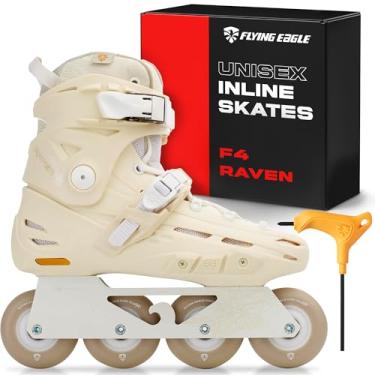 Imagem de Flying Eagle F4 Raven Freeskates - Patins em linha para adultos, patins de velocidade em linha para adultos, patins ao ar livre, patins, patins adultos - branco areia, tamanho feminino: 11,5 EUA / 44
