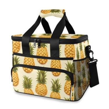 Imagem de Bolsa térmica de frutas amarelas de abacaxi, com isolamento térmico, macia, 24 latas, bolsa de piquenique, grande, à prova de vazamento, lancheira para praia, supermercado, acampamento, viagem, carro