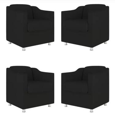 Imagem de Kit 4 Poltronas Bia Decorativa Reforçada Recepção Clinica Salão Sala De Estar Suede