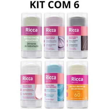 Imagem de Bastão Facial Ricca Kit Completo com 6 Area Olhos Esfoliante Hidratant