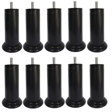 Imagem de Kit 10 Pe Cama Box Fixo Preto 12cm Plástico Com Parafuso Central - Jth