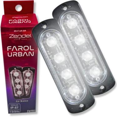Imagem de Par farol strobo branco zendel urban 12v 24v ip67 pisca profissional a
