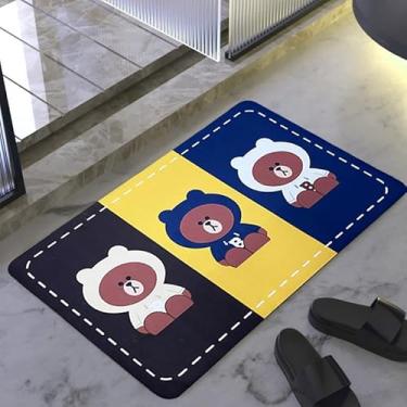 Imagem de Tapete De Banheiro Quadrado Absorve Água Antiderrapante Secagem Rápida 38x58cm (TRIO URSOS)