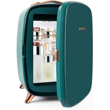 Imagem de KFO Mini beleza refrigerar cuidado da pele frigorífico 6 l frigorífico maquilhagem seguro e silencioso proteger os seus cosméticos ideal para o armazenamento de cosméticos quarto (verde)