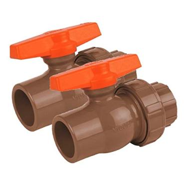 Imagem de Registro Esfera Sold. C/União 50mm Marrom 1/4 De Volta 2 Pc