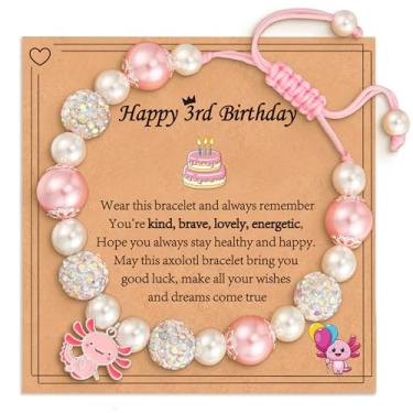 Imagem de VULETO Presentes de aniversário de feliz 1 a 8 anos para meninas e crianças, pulseira de axolote com pingente kawaii ajustável para filha, neta, sobrinha, One Size, Sem Pedra Preciosa