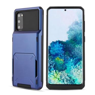 Imagem de HJZSZX Para S24 Ultra Wallet Card Case Armor Shockproof Slot Flip Hidden Pocket Cover (Para S24 Ultra/Azul)