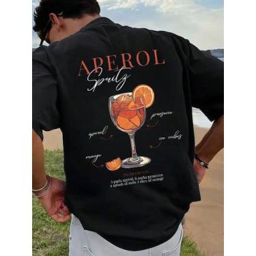 Imagem de Camiseta Oversized Tecido Grosso Malha Premium Drink Aperol - NoBrand,