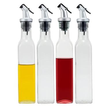 Imagem de Kit 4 Galheteiro de Vidro Garrafa Porta Azeite 250ml Mesa com Bico Dos