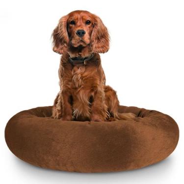 Imagem de Cama Pet Redonda De Pelúcia Para Cachorros e Gatos M - ALEPLUSH, Marro
