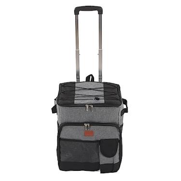 Imagem de 35l Rolling Cooler Bag Com Rodas, Saco de Isolamento de Pano Oxford, Papel Alumínio de Alumínio, Caixa de Carrinho do Tipo Alavanca Portátil para Camping Ao Ar Livre, Pesca,
