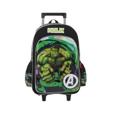 Imagem de Mochila Rodas Hulk Escolar Infantil Passeio Avengers Meninos, Verde